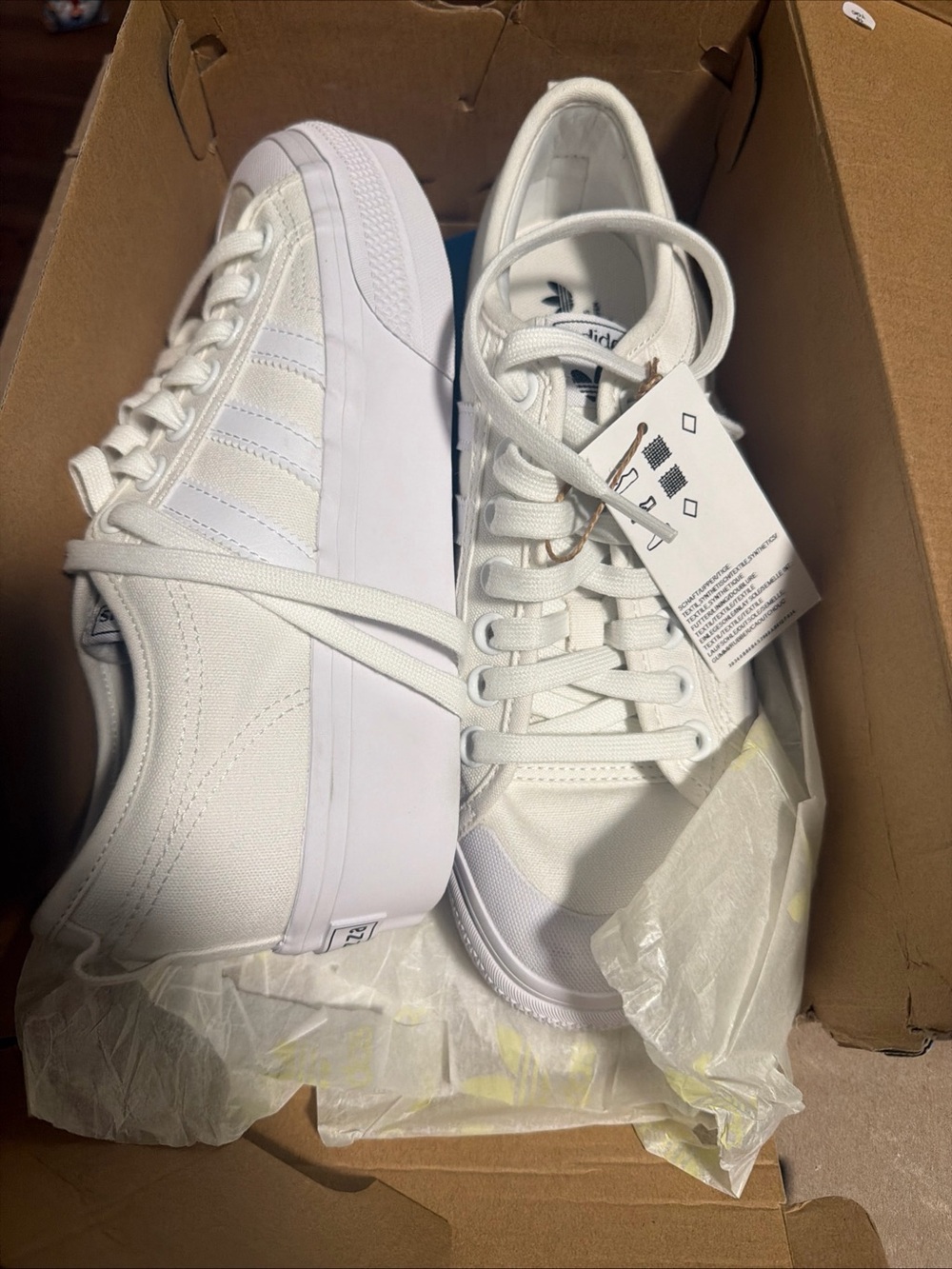 NEW Women’s Size 8.5 ALL WHITE Adidas Nizza Platform Shoes